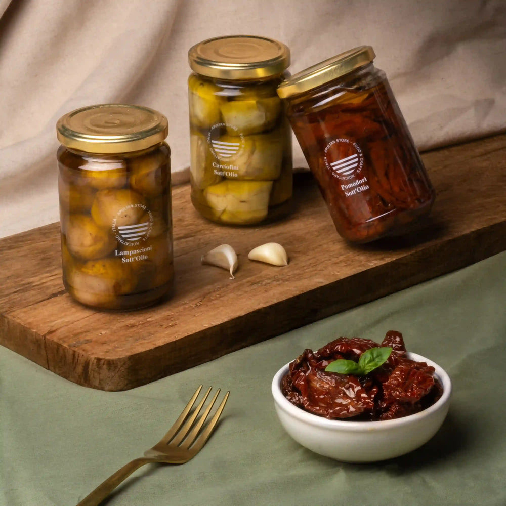 Conserve, Sott'olio, Patè, Cime di Rapa, Lampascioni, Carciofini, Melanzane